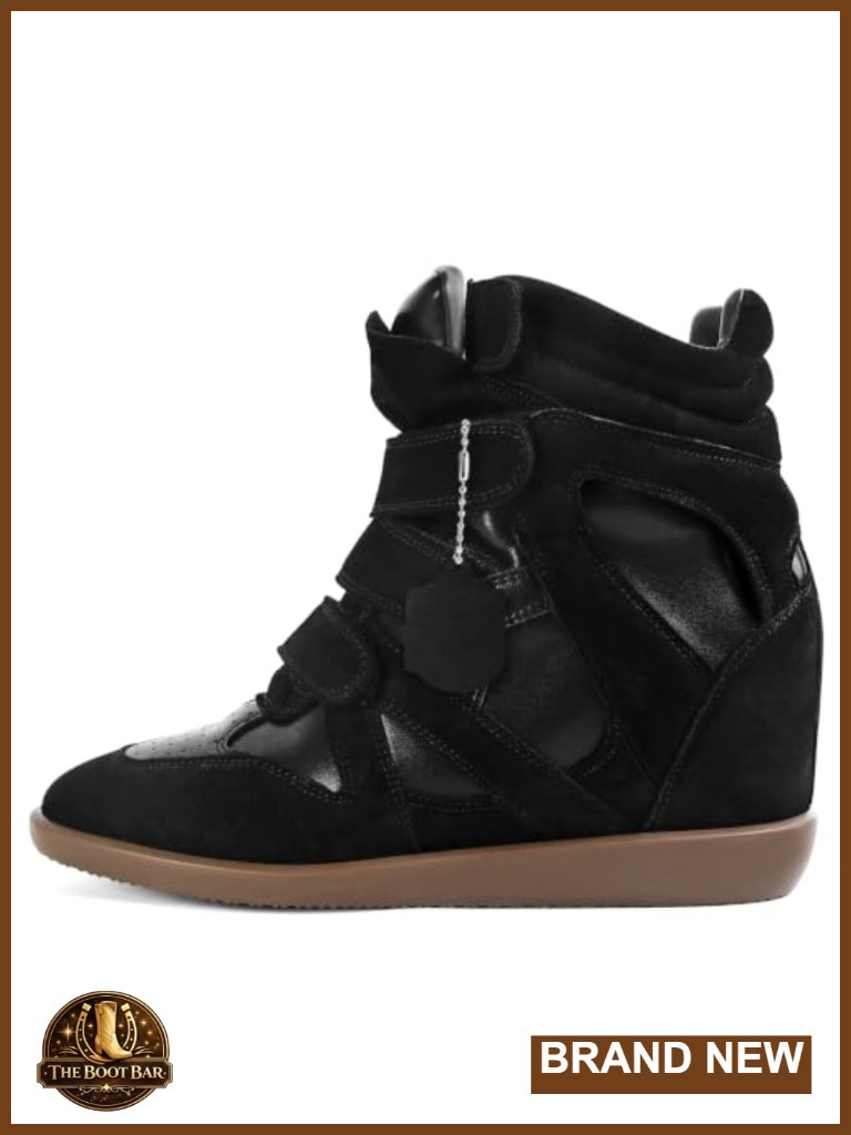 Women's Retro Wedge Sneakers Faux Suede Hook & Loop High Heel Casual Fashion